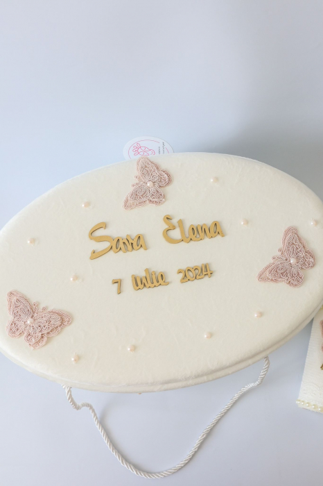 Set botez fetita trusou muselina si lumanare Sara [7]