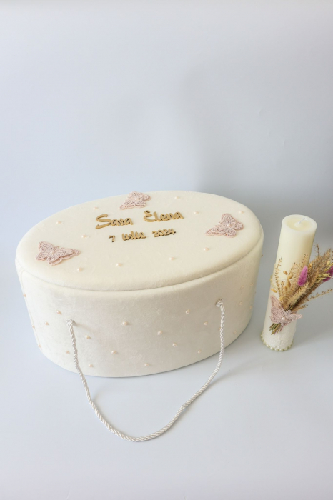 Set botez fetita trusou muselina si lumanare Sara [12]
