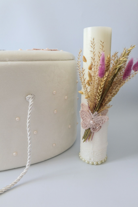 Set botez fetita trusou muselina si lumanare Sara [10]