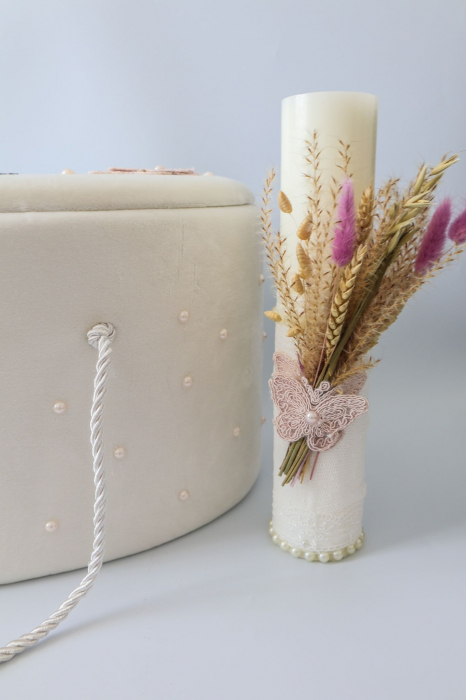 Set botez fetita trusou muselina si lumanare Sara [11]