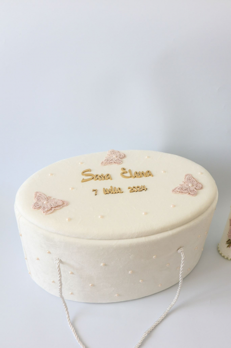 Set botez fetita trusou muselina si lumanare Sara [6]
