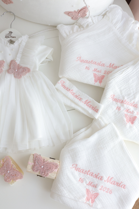 Set botez Odette , varianta fluturasi roz [3]