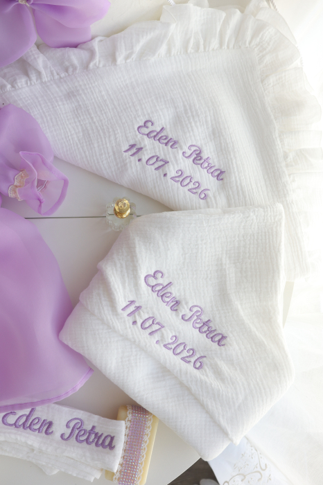 Set Botez Personalizat Fetiță Eden - Lila & Ivory [2]