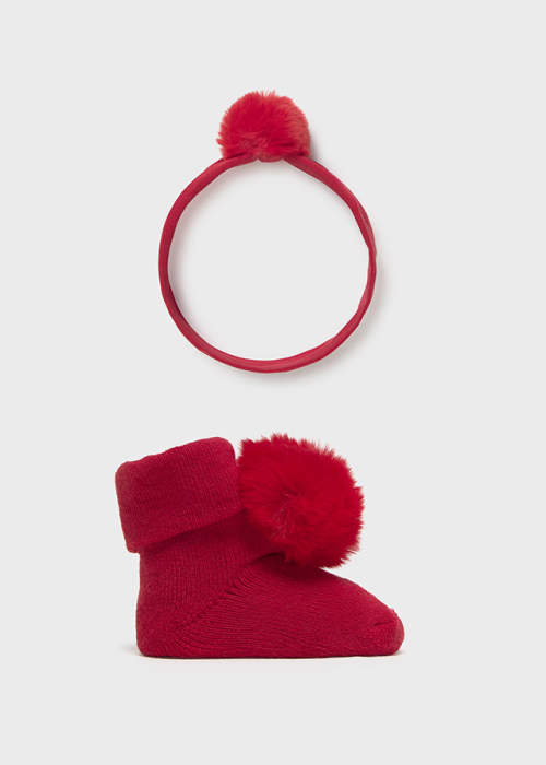 Set cadou bebe fetita sosete si bentita rosie [1]