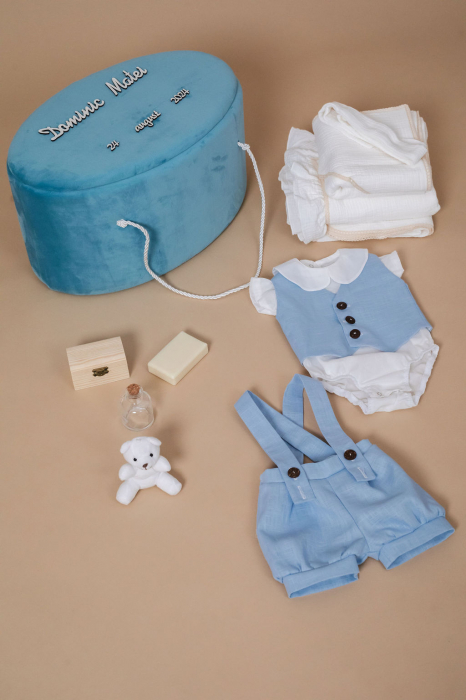 Set complet botez baietel Azure Elegance- Varianta muselina [2]
