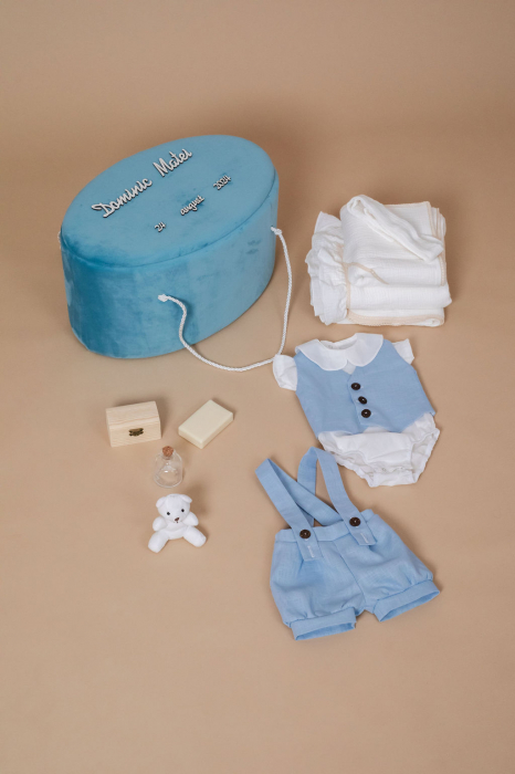 Set complet botez baietel Azure Elegance- Varianta muselina [3]