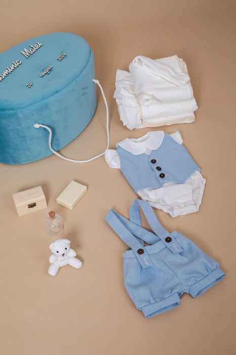 Set complet botez baietel Azure Elegance- Varianta muselina [5]