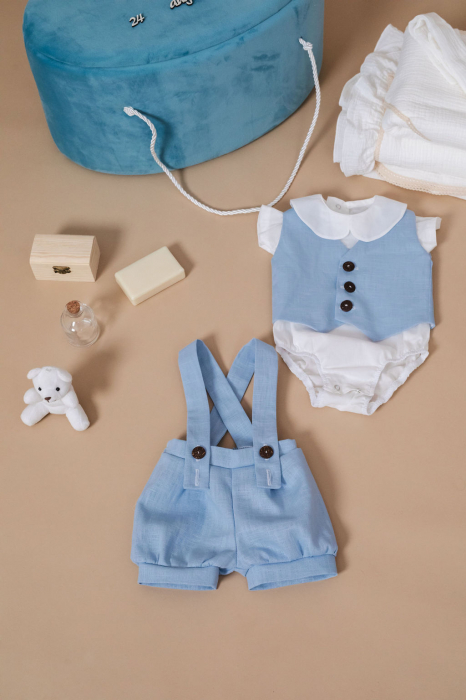 Set complet botez baietel Azure Elegance- Varianta muselina [4]