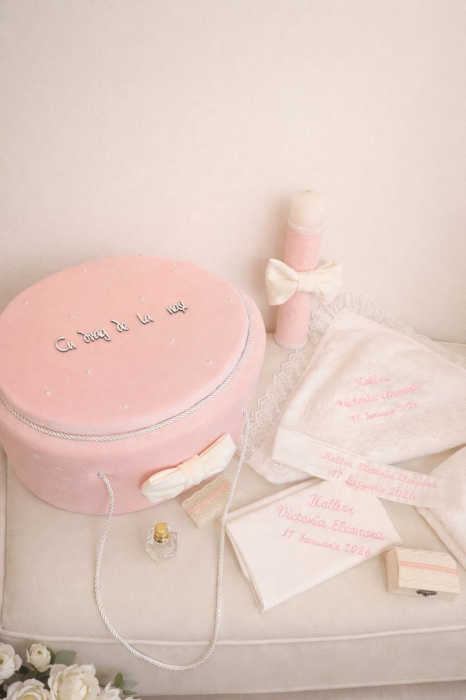 Set complet botez Rosa Belle -pentru fetite, nuante pastel, calitate superioara [5]