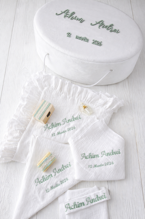 Set de botez personalizat Mint – rafinament și delicatețe pentru un moment unic [2]