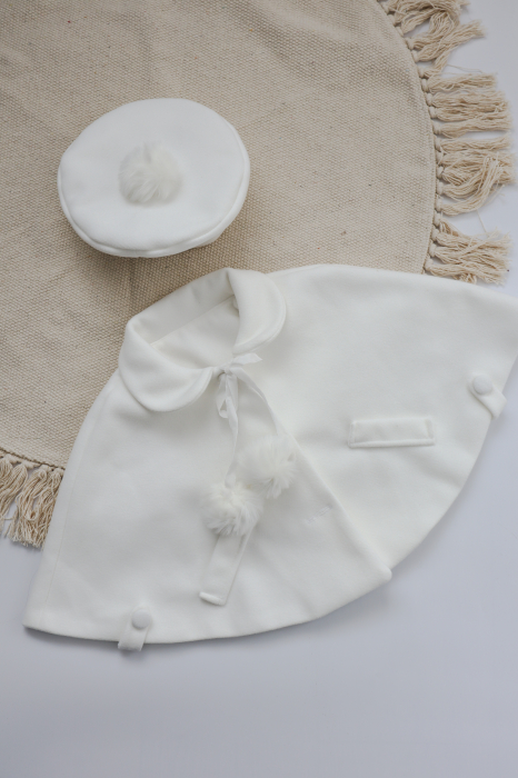 Set capă si boneta bebe ivoire [4]