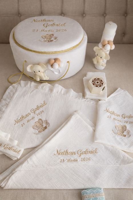 Trusou baietel tematica elefant , continut muselina certificata OEKO-TEX [3]