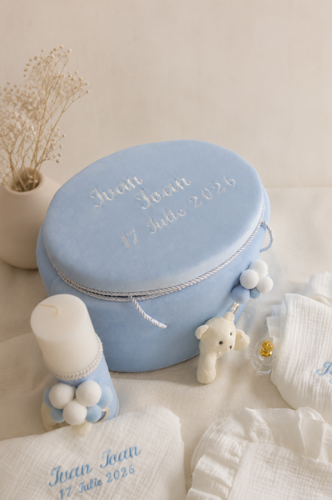 Trusou botez Baby Blue cu ursulet Little Claire [2]