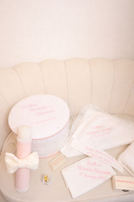 Trusou botez fetita personalizat , detalii roz [2]