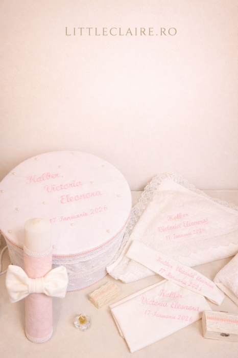 Trusou botez fetita personalizat , detalii roz [3]