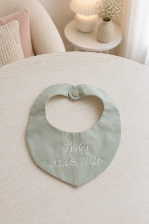ACCESORII BAIETEI - Baveta baietel verde menta personalizabila