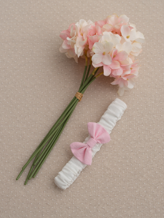 BOTEZ FETIȚE - Bentita Elodie bumbac prespalat alb/roz