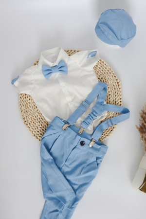 TINUTE BOTEZ BAIETEI - Costumas baietel botez 5 piese, baby blue- Little Claire