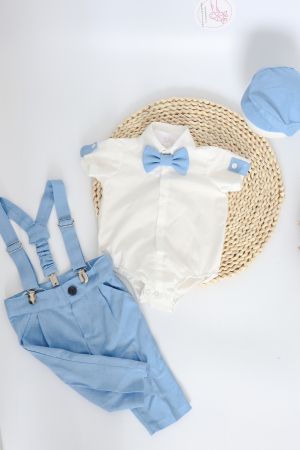 Costumas baietel botez 5 piese, baby blue- Little Claire [1]
