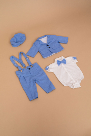 Costumas baietel botez 6 piese bleu- Little Claire [1]