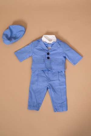 Costumas baietel botez 6 piese bleu- Little Claire [2]