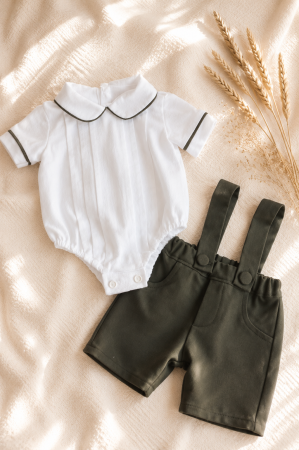BOTEZ BAIEȚEI - Costumas botez baietel Liam- verde kaki