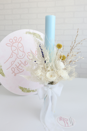 LUMANARI BOTEZ FETITE - Lumanare botez premium baby blue- Little Claire