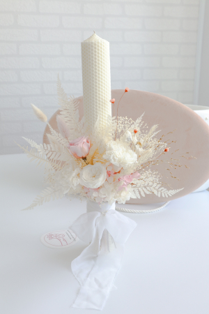 LUMANARI BOTEZ FETITE - Lumanare botez flori uscate by Little Claire