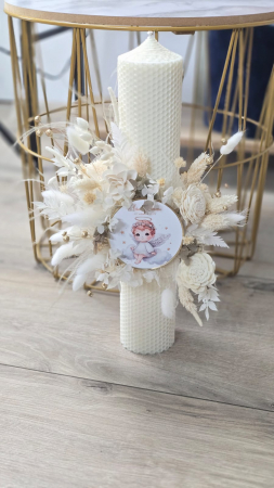 LUMANARI BOTEZ FETITE - Lumanare botez personalizata ingeras