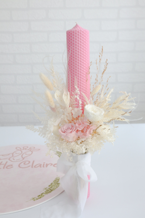 LUMANARI BOTEZ FETITE - Lumanare botez fetita roz- Pink Pastel