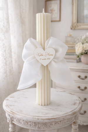Lumanari botez baietei - Lumânare de botez personalizată – eleganță delicată în stil clasic