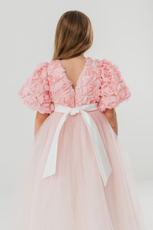 Rochie Prințesă Roz Pudrat cu Flori 3D [6]
