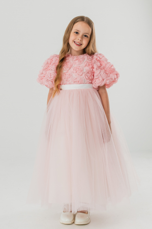 Rochie Prințesă Roz Pudrat cu Flori 3D [4]