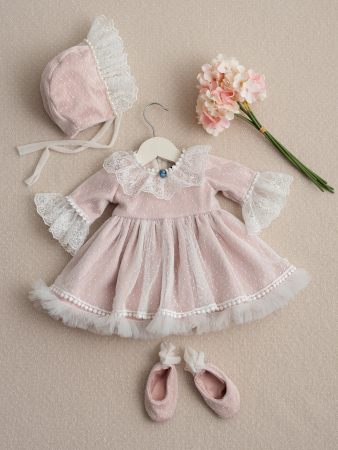 BOTEZ FETIȚE - Rochita botez fetita Agatha roz pudra