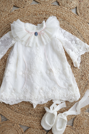 Rochiță botez Isadora– dantelă fină, barbie și bumbac [6]