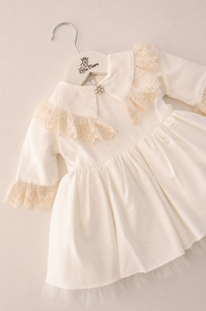 PRIMA ANIVERSARE - Rochita botez materiale premium Fleur de Lin