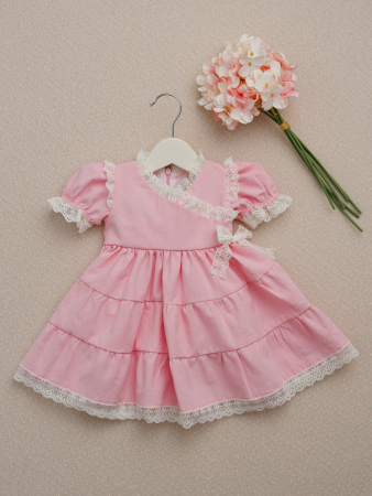 ROCHITE BOTEZ FETITE - Rochiță Botez Pauline Roz | Rochiță Elegantă Fetiță | Little Claire