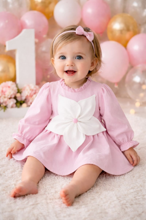 PRIMA ANIVERSARE - Rochita eleganta din materiale premium pentru fetite- Celeste