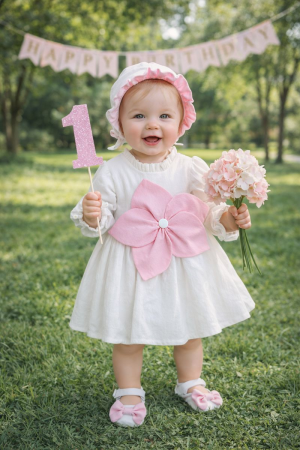 PRIMA ANIVERSARE - Rochita eleganta pentru fetite din materiale premium ELODIE - pentru ocazii speciale