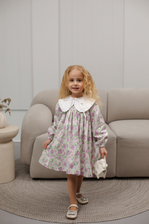 ROCHITE ELEGANTE FETE - Rochita Mona flori de lavanda cu guleras detasabil