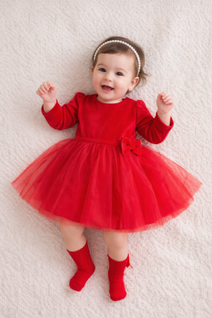 BOTEZ FETIȚE - Rochita Rosie Carol bebe- stoc limitat