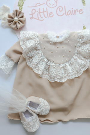 Rochita botez fetita crem Serenity by Little Claire [3]