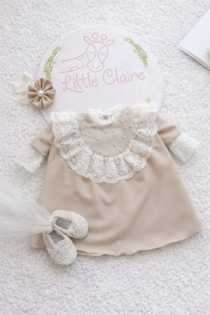 ROCHITE BOTEZ FETITE - Rochita botez fetita crem Serenity by Little Claire