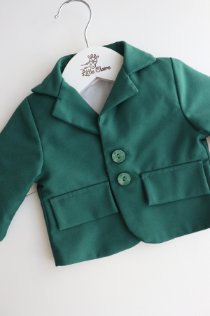 ✨ ULTIMELE PIESE LA PRET SPECIAL - Sacou stofa si bumbac , verde crud, marime 62 (0-3 luni )