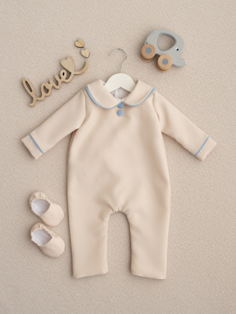 TINUTE BOTEZ BAIETEI - Salopeta baietel Lucas din stofa moale captusita cu bumbac