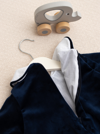 Salopeta baietel Noah din catifea bleumarin, căptușită cu bumbac [4]