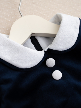 Salopeta baietel Noah din catifea bleumarin, căptușită cu bumbac [1]