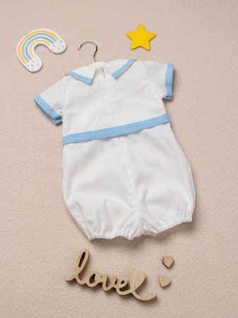 Salopeta botez baietel Henri din in cu detalii clasice baby blue [1]