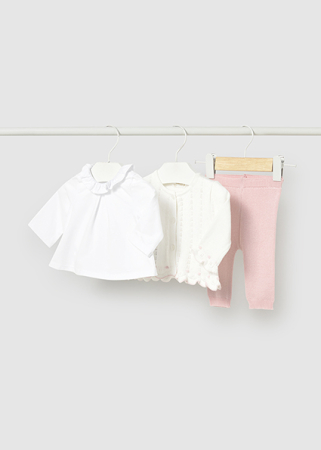 CADOURI PENTRU BEBELUSI - Set bebe fetita 3 piese : cardigan, bluza si pantaloni