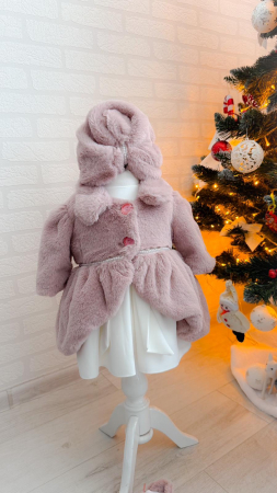 PALTONASE BOTEZ - Set blanita si turban roz pudra